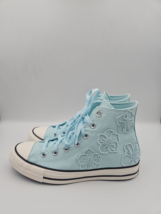 Converse Shoes - Converse Women's High-Top Sneakers in Light Blue with Floral Embroidery
